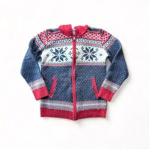 Unisex Winter Zip-Up Hooded Sweater Size Large